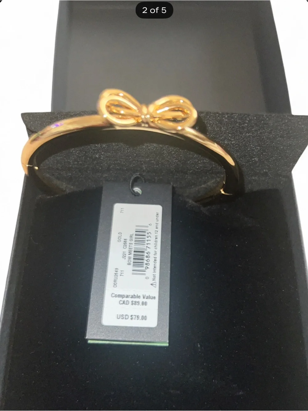 Kate Spade “Boy Meets Girl” Gold Bracelet with Bow Detail - Picture 2 of 5